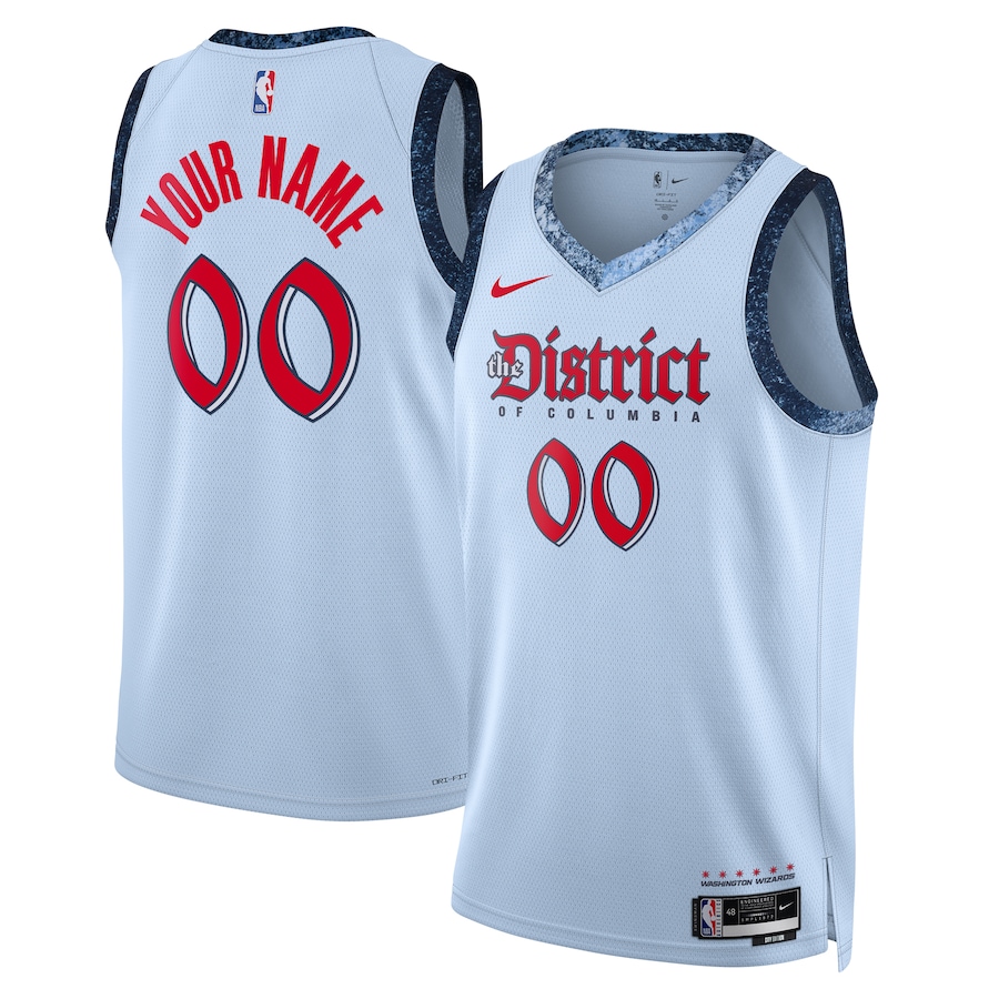 Men Washington Wizards Nike Powder Blue City Edition 2024-25 Custom Swingman NBA Jersey->customized nba jersey->Custom Jersey